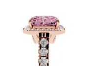 Radiant Cut Accented Halo Engagement Ring Setting for a Fancy Pink Lab-Grown Diamond | Rose Gold