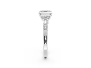 Asscher Cut Tapered Baguette Engagement Ring Setting | Bar Set Sides | Platinum