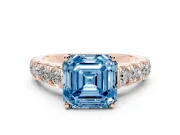 Asscher Cut Engagement Ring Setting for a Fancy Blue Lab-Grown Diamond | Rose Gold - Design NV-24643