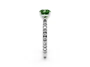 Fancy Green Cushion Cut Diamond Pavé Band Solitaire Set in Silver with Prong Setting