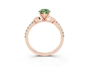 Fancy Green Marquise Cut Diamond Solitaire Leaf-Inspired Ring Set in Rose gold with Pavé Band and Prong Setting