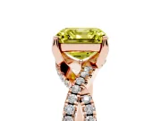 Asscher Cut Twisted Pave Engagement Ring Setting for a Fancy Yellow Lab-Grown Diamond | Split Shank | Rose Gold