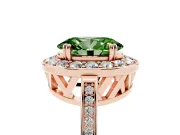 Oval Halo Engagement Ring Setting for a Fancy Green Lab-Grown Diamond | Polished Halo Rim | Rose Gold