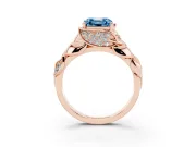 Asscher Cut Leaf Bypass Engagement Ring Setting for a Fancy Blue Lab-Grown Diamond | Rose Gold
