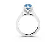 Fancy Blue Cushion Cut Diamond Solitaire Pavé Engagement Ring Set in White gold with Prong Setting