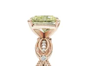 Radiant Cut Vintage Engagement Ring Setting for a Fancy Yellow Lab-Grown Diamond | Graduated Stations | Rose Gold