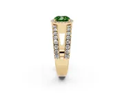 Cushion Cut Halo Split Shank Engagement Ring Setting for a Fancy Green Lab-Grown Diamond | Pavé Strands | Yellow Gold