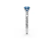 Cushion Cut Shared Prong Engagement Ring Setting for a Fancy Blue Lab-Grown Diamond | Platinum