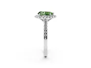 Pear-Shaped Raised Halo Engagement Ring Setting for a Fancy Green Lab-Grown Diamond | Pave Band | Sterling Silver