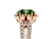Asscher Cut Floral Halo Engagement Ring Setting for a Fancy Green Lab-Grown Diamond | Pavé Split Shank | Rose Gold