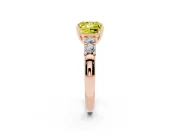 Fancy Yellow Princess Cut Diamond Five-Stone Prong Set Engagement Ring Set in Rose gold with Channel Band