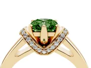 Radiant Cut Pavé Collar Engagement Ring Setting for a Fancy Green Lab-Grown Diamond | Yellow Gold