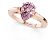 Pear-Shaped Solitaire Engagement Ring Setting for a Fancy Pink Lab-Grown Diamond | Stepped Flat Band | Rose Gold
