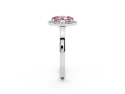 Fancy Pink Oval Cut Diamond Halo Ring Set in White gold with Solitaire Band and Prong Setting