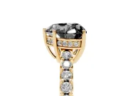Heart-Shaped Hidden Halo Engagement Ring Setting for a Black Center | Yellow Gold