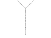 Pear-Shaped Lab-Grown Diamond Bezel Station Lariat Necklace | Polished Bar Links | Sterling Silver