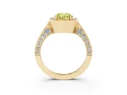 Oval Milgrain Halo Engagement Ring Setting for a Fancy Yellow Lab-Grown Diamond | Side Stones | Yellow Gold