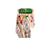 Radiant Cut Bypass Hidden Halo Engagement Ring Setting for a Fancy Green Lab-Grown Diamond | Graduated Pavé | Rose Gold