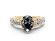 Pear-Shaped Engagement Ring Setting for a Black Center | Yellow Gold