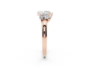 Pear-Shaped Three Stone Engagement Ring Setting | Matching Side Stones | Rose Gold