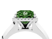 Princess Cut Halo Engagement Ring Setting for a Fancy Green Lab-Grown Diamond | Knife-Edge Band | Sterling Silver