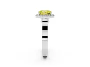 Radiant Cut Halo Engagement Ring Setting for a Fancy Yellow Lab-Grown Diamond | Pavé Panel Shoulders | White Gold