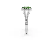 Oval Halo Engagement Ring Setting for a Fancy Green Lab-Grown Diamond | V-Split Pavé Band | Platinum