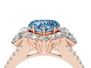 Heart-Shaped Scalloped Halo Engagement Ring Setting for a Fancy Blue Lab-Grown Diamond | Pear Side Stones | Rose Gold