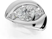 Round Three Stone Bypass Engagement Ring Setting | Sculpted Crossover Band | Platinum
