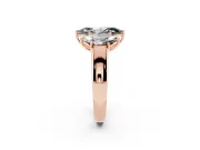 Fancy Black Three-Stone Marquise Cut Diamond Ring Set in Rose gold with Matching Prong Settings and Plain Band