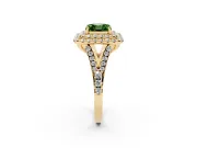 Asscher Cut Halo Split Shank Engagement Ring Setting for a Fancy Green Lab-Grown Diamond | Yellow Gold