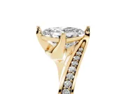 Asscher Cut Diamond Solitaire Ring Set in Yellow gold with Intertwined Pavé Twist Band