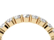 Round Lab-Grown Diamond Prong Set Half Eternity Wedding Band | Raised Row | Yellow Gold