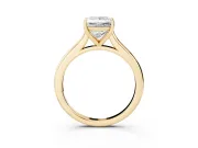 Princess Cut Diamond Solitaire Ring Set in Yellow gold with Cathedral Band and Prong Setting