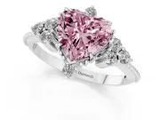 Heart-Shaped Cluster Engagement Ring Setting for a Fancy Pink Lab-Grown Diamond | Platinum