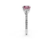 Asscher Cut Hidden Halo Pave Engagement Ring Setting for a Fancy Pink Lab-Grown Diamond | Claw Prongs | Sterling Silver