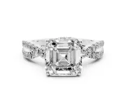 Asscher Cut Twisted Split Shank Pave Engagement Ring Setting | Pave Gallery | Platinum