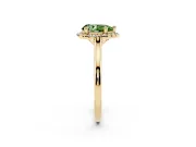 Pear-Shaped Halo Engagement Ring Setting for a Fancy Green Lab-Grown Diamond | Plain Polished Band | Yellow Gold
