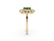 Emerald Cut Floral Double Halo Engagement Ring Setting for a Fancy Green Lab-Grown Diamond | Plain Band | Yellow Gold