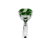 Fancy Green Cushion Cut Diamond Solitaire Ring Set in White gold with Thin Band and Prong Setting
