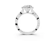 Heart Cut Diamond Halo Twisted Band Ring Set in Silver with Prong Setting