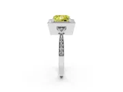 Princess Cut Milgrain Halo Engagement Ring Setting for a Fancy Yellow Lab-Grown Diamond | Graduated Pavé | White Gold