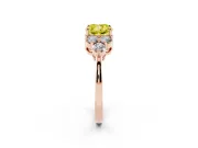 Cushion Cut Cluster Side Stone Engagement Ring Setting for a Fancy Yellow Lab-Grown Diamond | Plain Band | Rose Gold