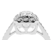 Emerald Cut Floral Halo Engagement Ring Setting | Large Round Accents | Platinum