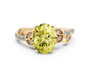 Oval Leaf Pavé Engagement Ring Setting for a Fancy Yellow Lab-Grown Diamond | Yellow Gold