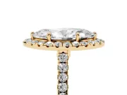 Marquise Halo Engagement Ring Setting | Pave Shoulders | Yellow Gold