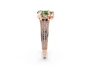 Fancy Green Pear Cut Diamond Pavé Split Shank Solitaire Ring Set in Rose gold with Prong Setting