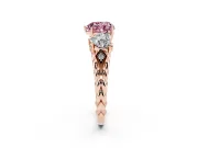 Heart-Shaped Three Stone Engagement Ring Setting for a Fancy Pink Lab-Grown Diamond | Braided Band | Rose Gold