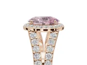 Oval Halo Pavé Engagement Ring Setting for a Fancy Pink Lab-Grown Diamond | Narrow Split Shank | Rose Gold