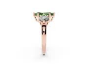 Fancy Green Marquise Cut Diamond Three-Stone Ring Set in Rose gold with Prong Setting and Classic Band